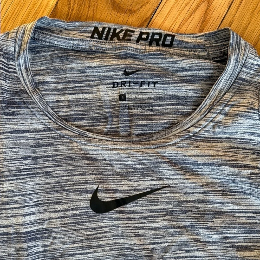 Nike Pro Men S Long Sleeve Shirt Blue Dri-Fit